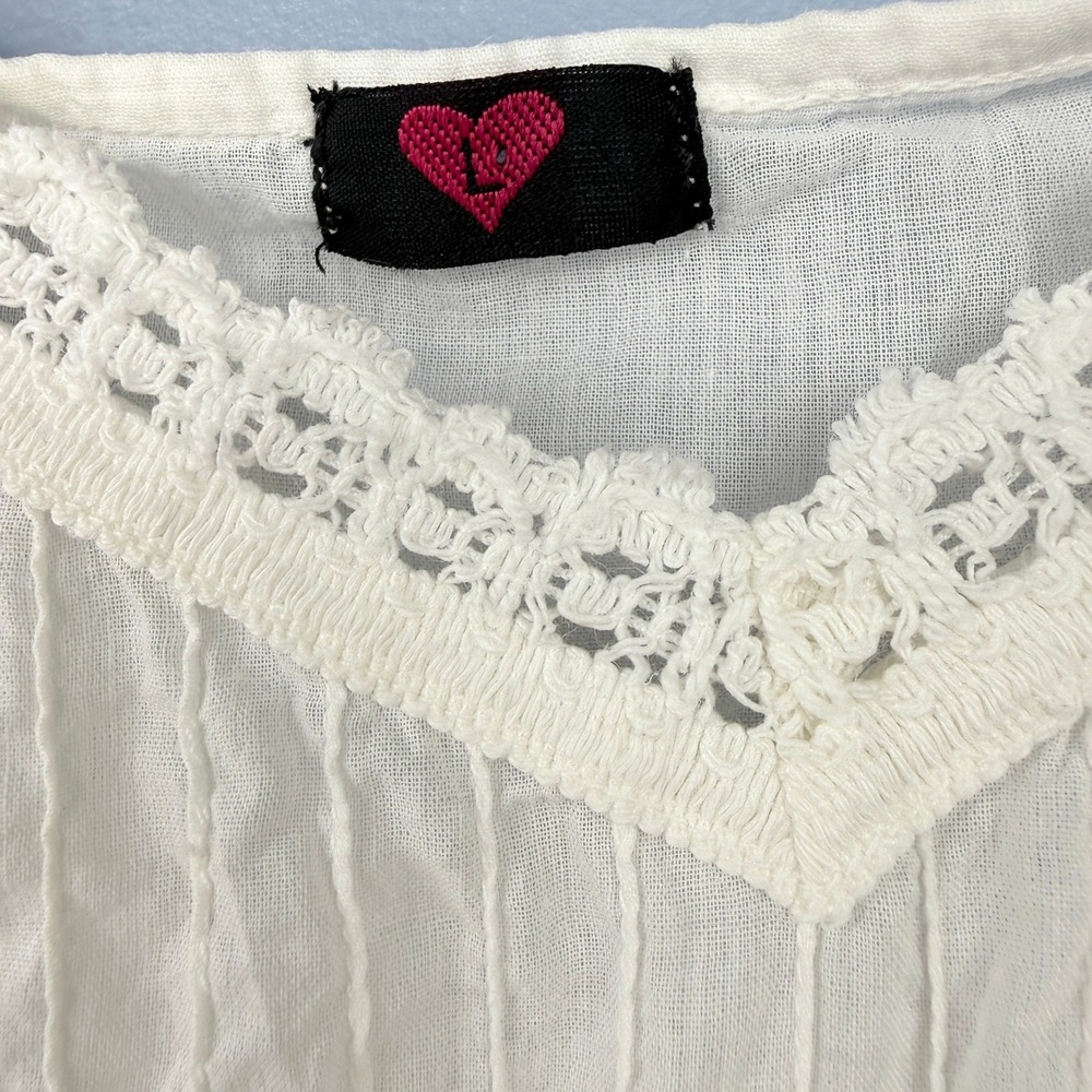 Y2K Camisole Tank Top‎ Women Large White Lace Trim Pleated Adjustable Strap - Picture 5 of 6
